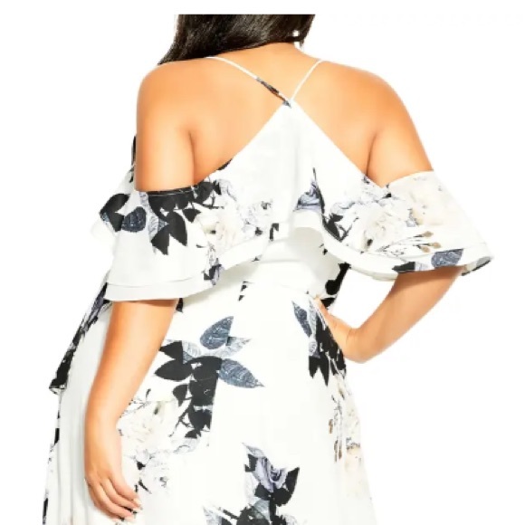 Delicate Ruffle Cold Shoulder Maxi Dress - Picture 4 of 8